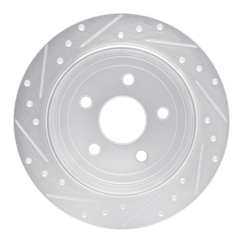 Jeep Wrangler Brake Rotor (1) - Rear Right - R1 Concepts - Drilled & Slotted - Silver - `07-`18